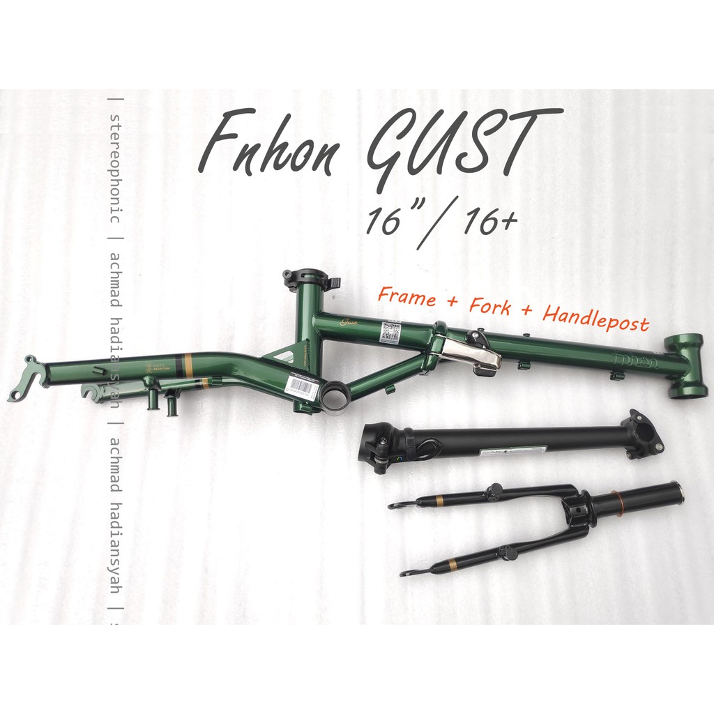 NEW ORIGINAL.. Frameset FNhon GUST 16 inch 306 349 emerald green vBRAKE uBrake include Frameset Fork