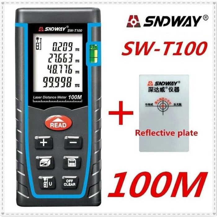 SNDWAY SW-T100 - Digital Laser Distance Meter Rangefinder - 100M - Meteran Laser Digital hingga 100M