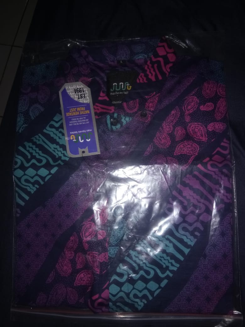 Babedo Kemeja Batik Pria Slimfit Motif Lurik Degradasi Premium Lengan Pendek
