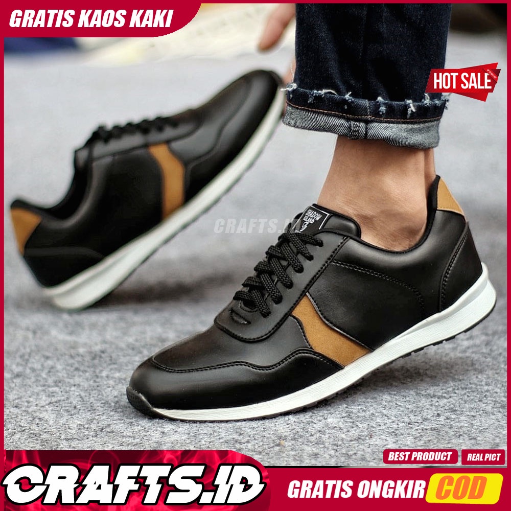 CRAFTS X VARGAS Sepatu Sneaker Pria Sepatu Pria Casual Sepatu Sneakers Cowok/Cowo Kulit Pu Sepatu Kasual Kerja Kuliah Kondangan Gaya Santai Kekinian Terbaru Murah Terlaris