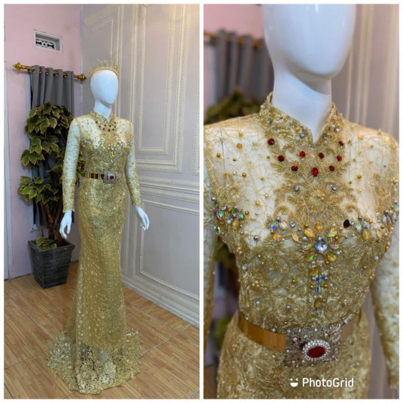 wedding dress pengantin duyung gold muda fullpayet