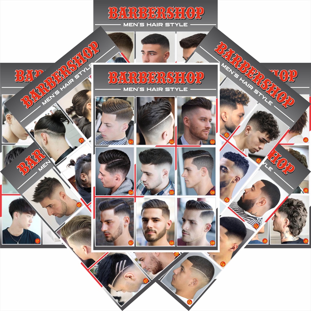 POSTER BARBERSHOP : [MODEL POTONGAN RAMBUT PRIA] - HIASAN DINDING BARBERSHOP