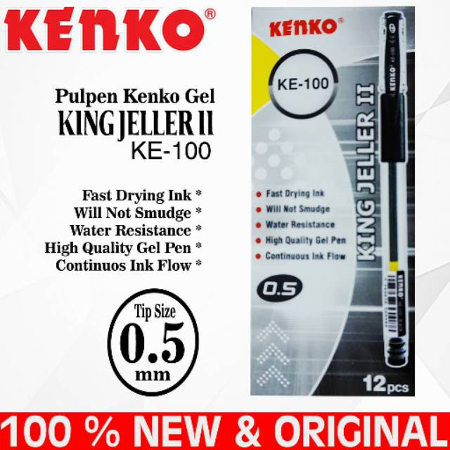 

Pulpen Gel KENKO King Jeller II KE-100 0.5 mm Isi 12 pcs