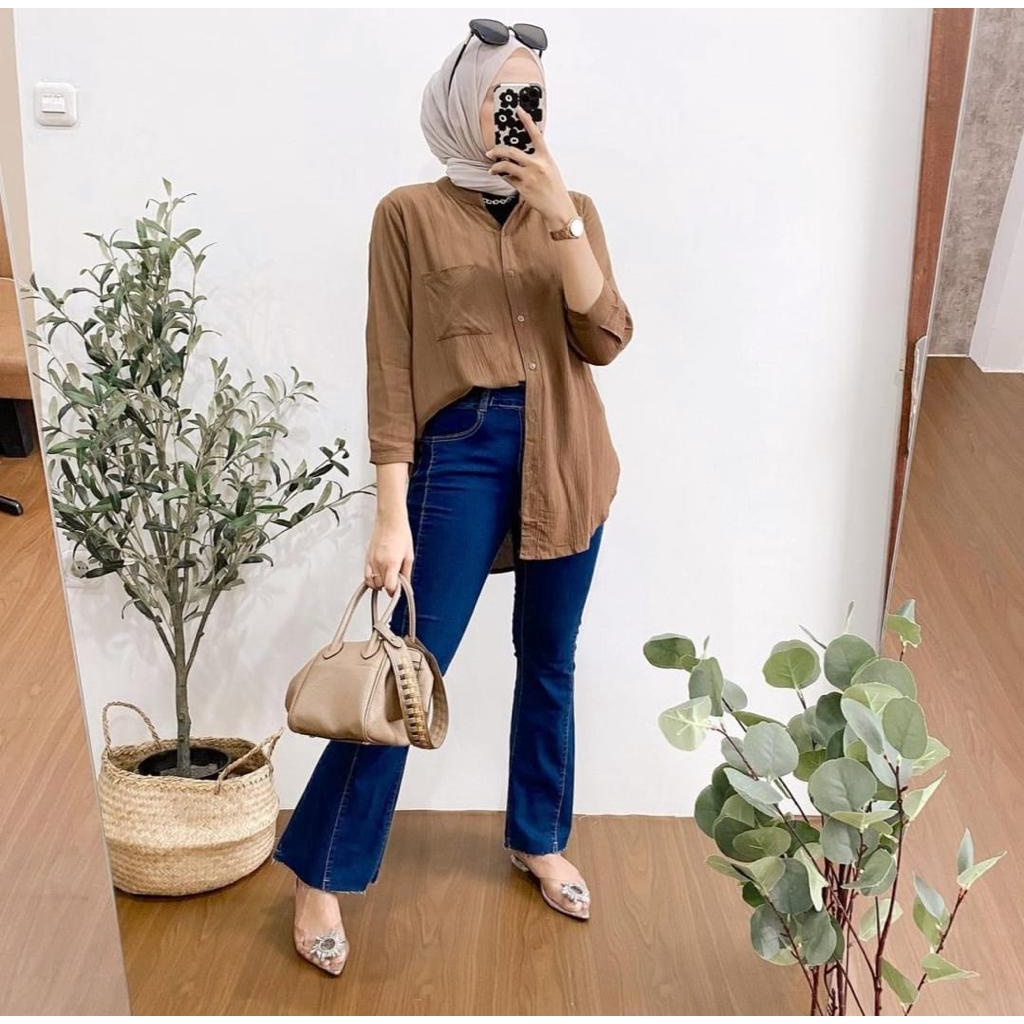 Kemeja Crincle/ Kemeja Lozzy Crincle / Daily Blouse Basic/ Kemeja Atasan