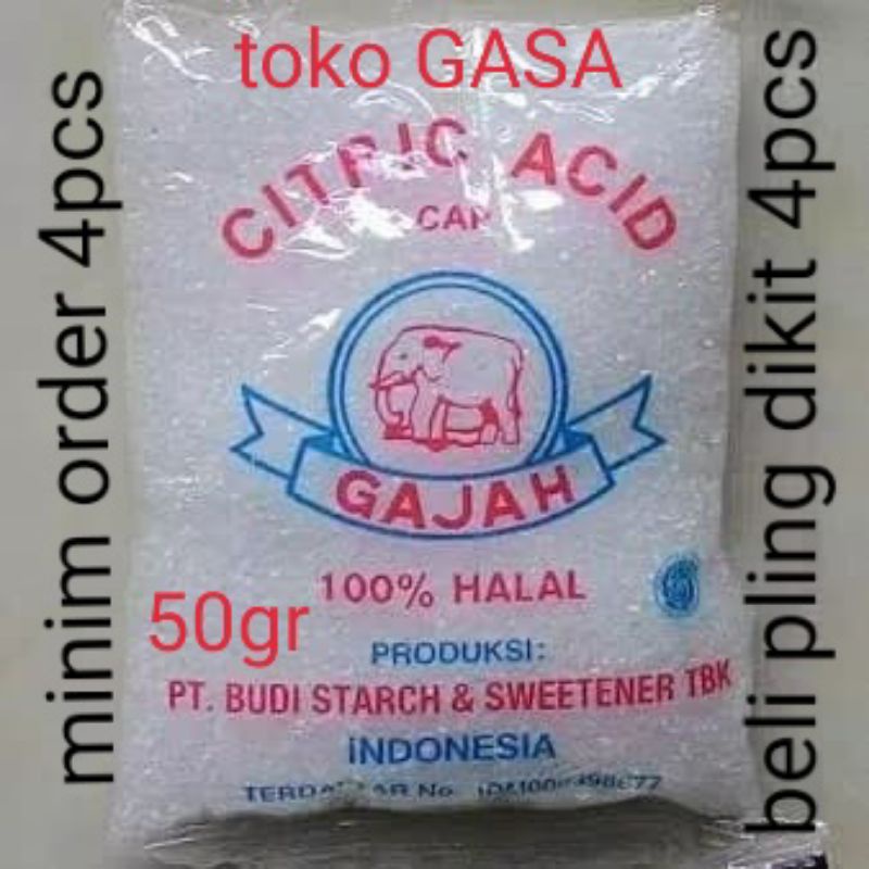 

Citrun acid Gersikan 20gr/citrun acid cap gajah 50gr/sitrun/citrun Pembersih, Pencerah Pakaian, Penambah rasa asam segar pada makanan minuman sitrun acid citric siterun