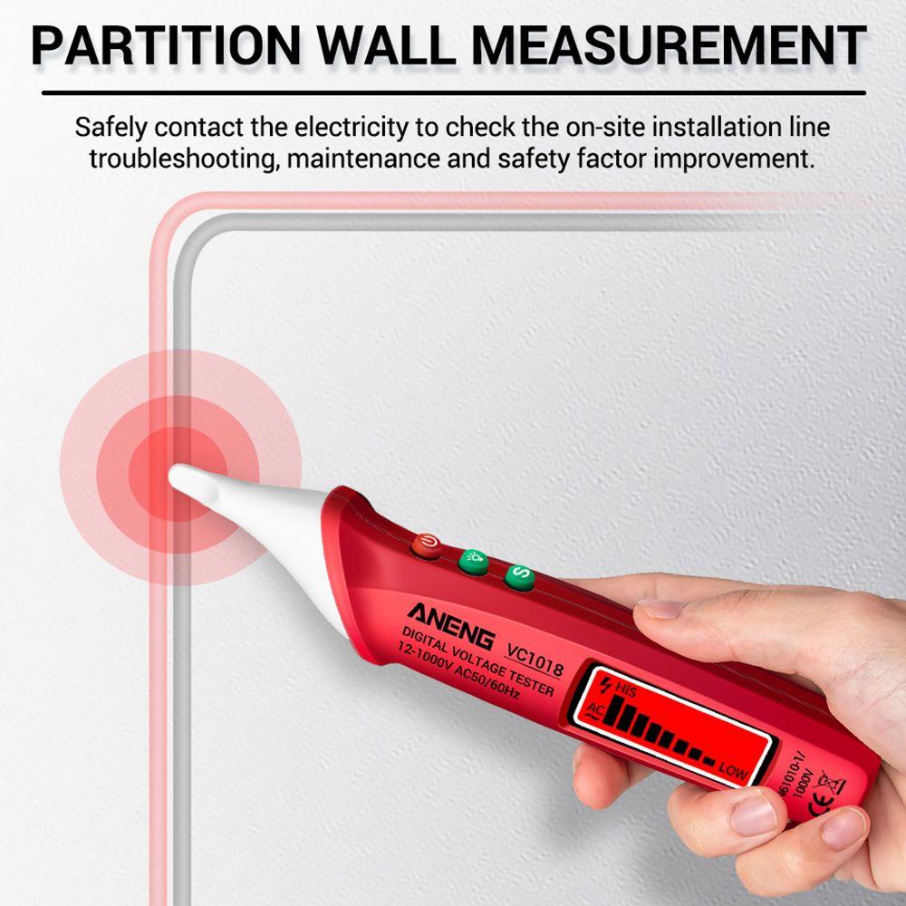 Solighter Electric Sensor Tester ANENG VC1018 Digital Display Alat Listrik Pen Style Electroscope