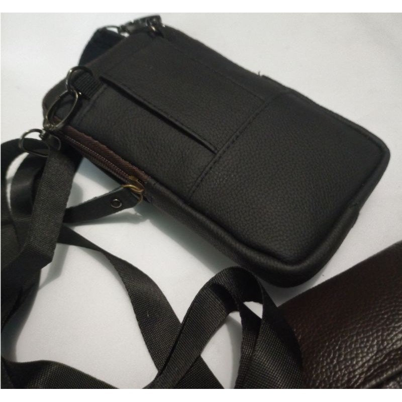 sarung HP kulit asli double plus selempang