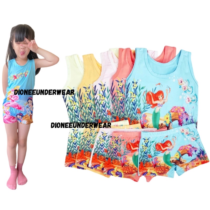 1 Lusin Setelan Baju Anak Perempuan Cewek 1 Pcs Singlet Anak + 1 Pcs Boxer Anak Perempuan