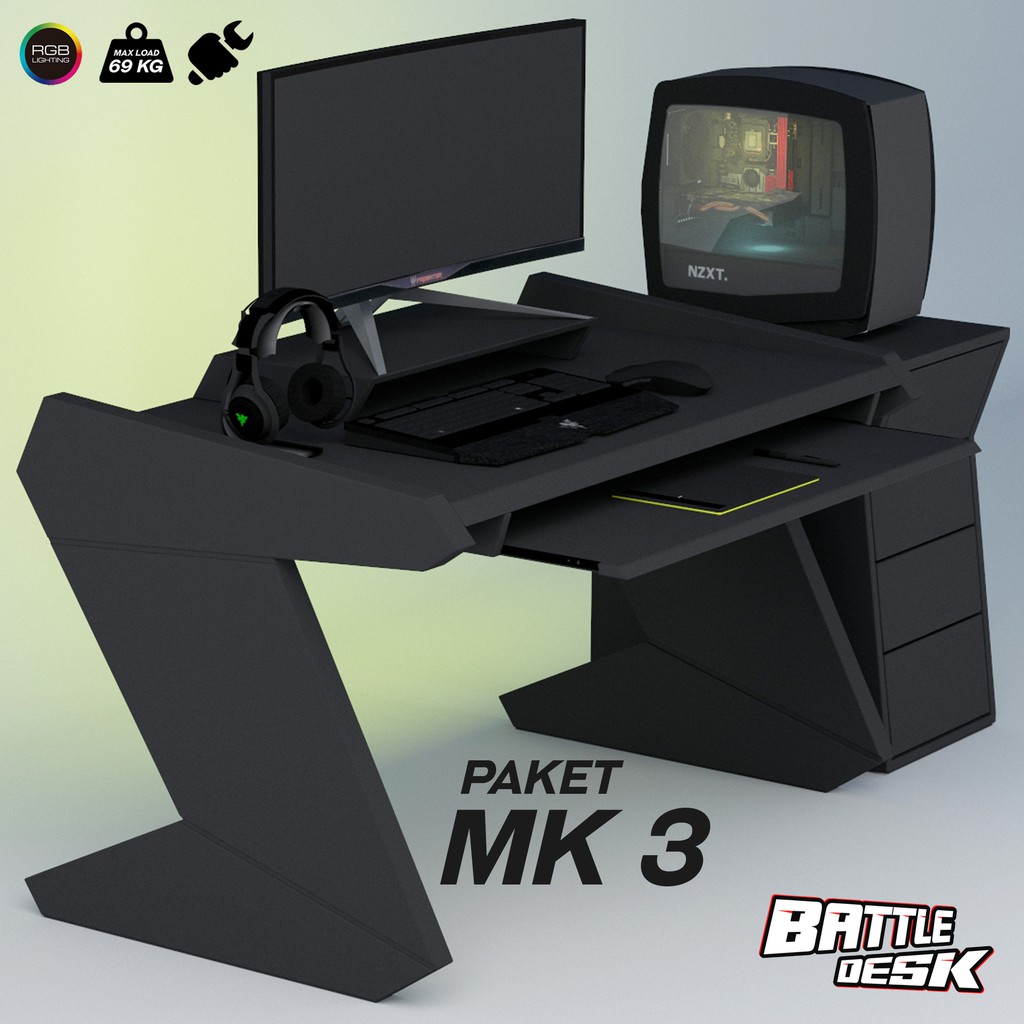PAKET Meja  Komputer Gaming  PC Desk RGB Murah 128x80 