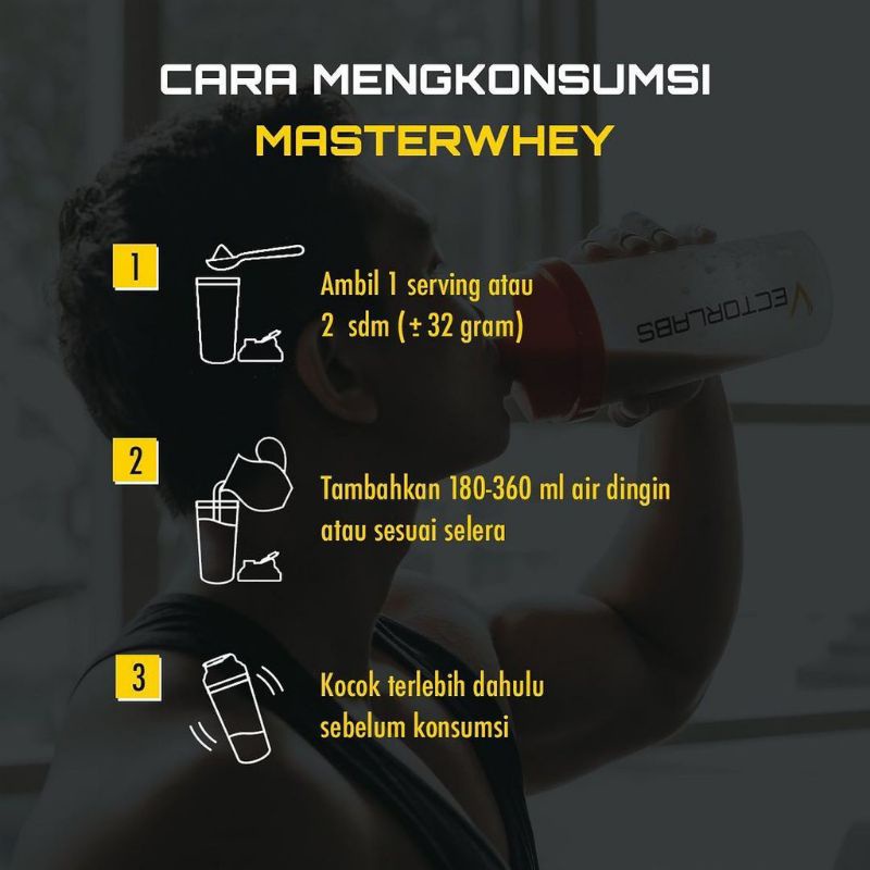 Vectorlabs Master Whey Protein 3lbs 1.4 kg Susu Whey Isolate Concentrate Diet Suplemen Gym Fitness