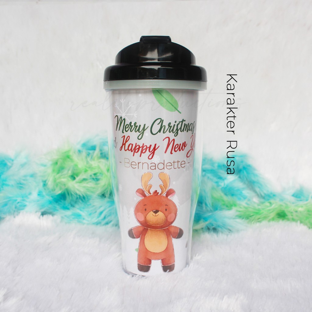 Tumbler Natal dan Tahun Baru Karakter Christmas Custom Nama