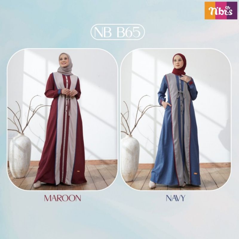 NIBRAS TERBARU 2022 GAMIS NBB65 / NB B65 - MAROON | NAVY #BAJU DRESS MUSLIMAH REMAJA DEWASA BUSUI PR
