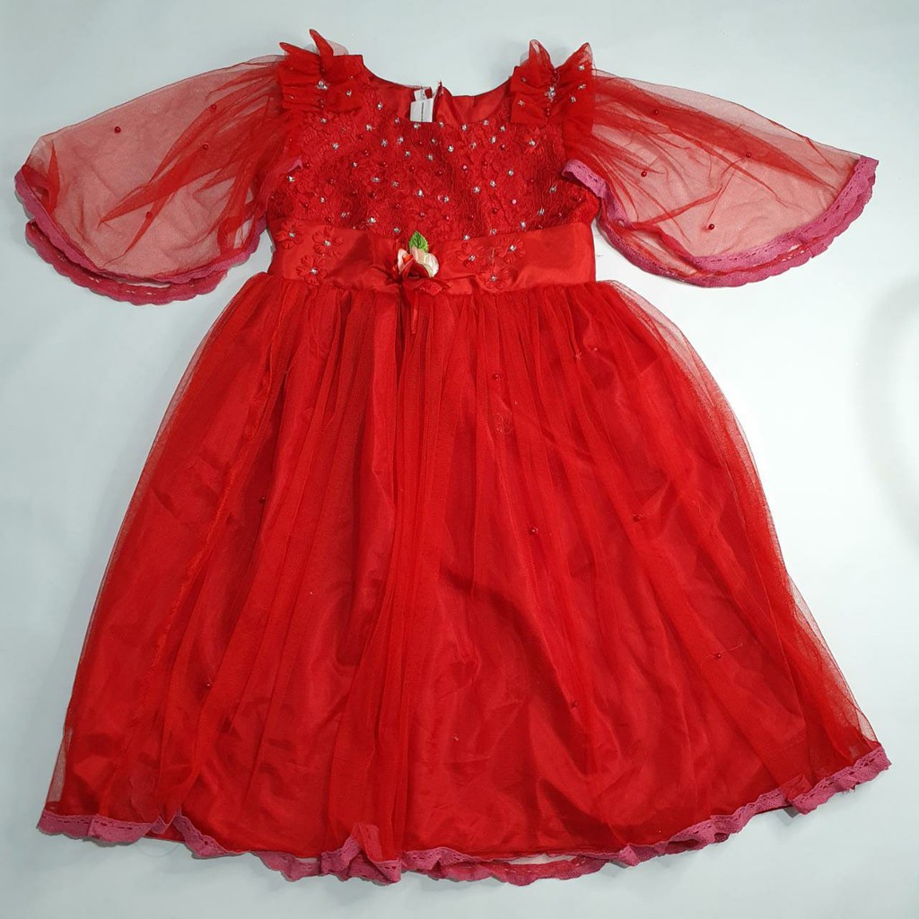 Dress Brukat Tile Anak 2 Tahun 10 Tahun Gaun Anak Perempuan Import 2 Tahun Murah Korea KA89