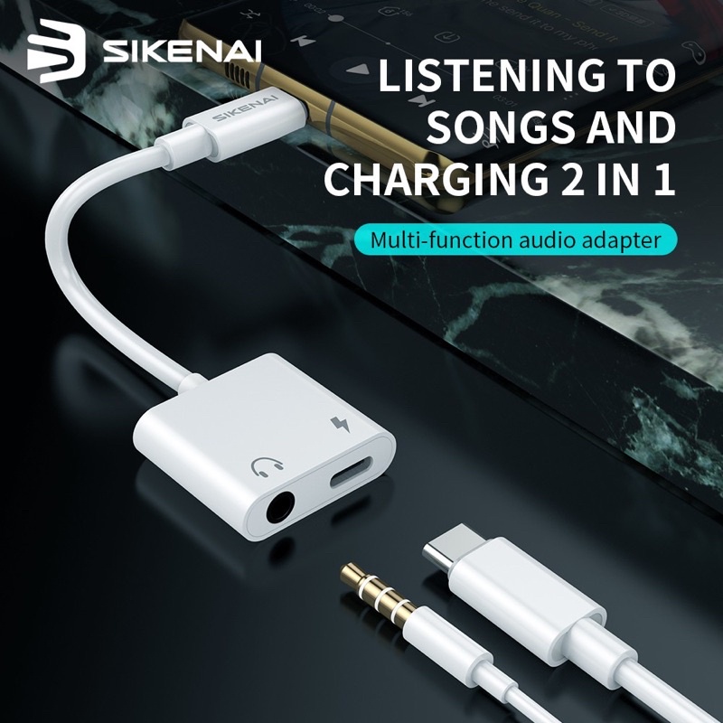 Kabel Audio SIKENAI Audio Cable L2 2in1 Lightning To Lightning + 3.5mm