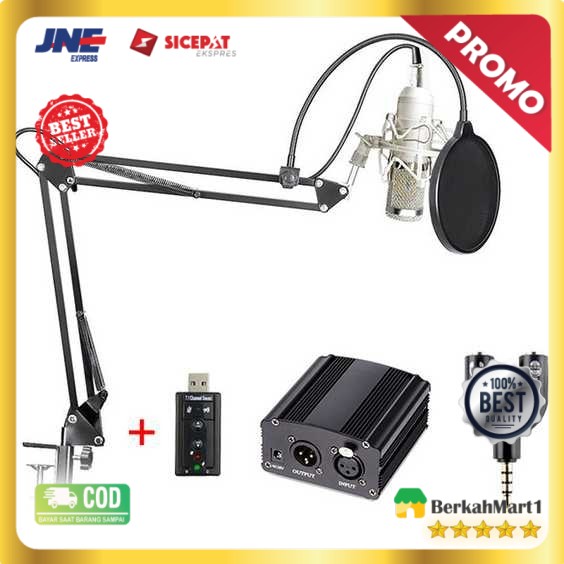 TaffSTUDIO Microphone BM-800+Scissor Arm Stand+Phantom Power+SC+Filter