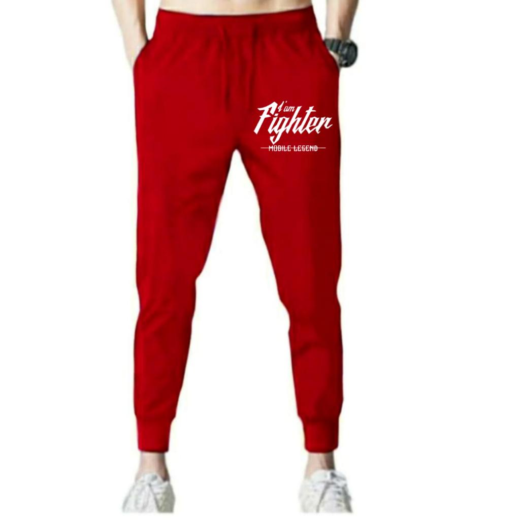 CELANA PANJANG JOGGER I AM FIGHTER MOBILE LEGEND UNISEX BAHAN FLEECE TEBAL / KUALITAS BAGUS / JOGGER PRINTING