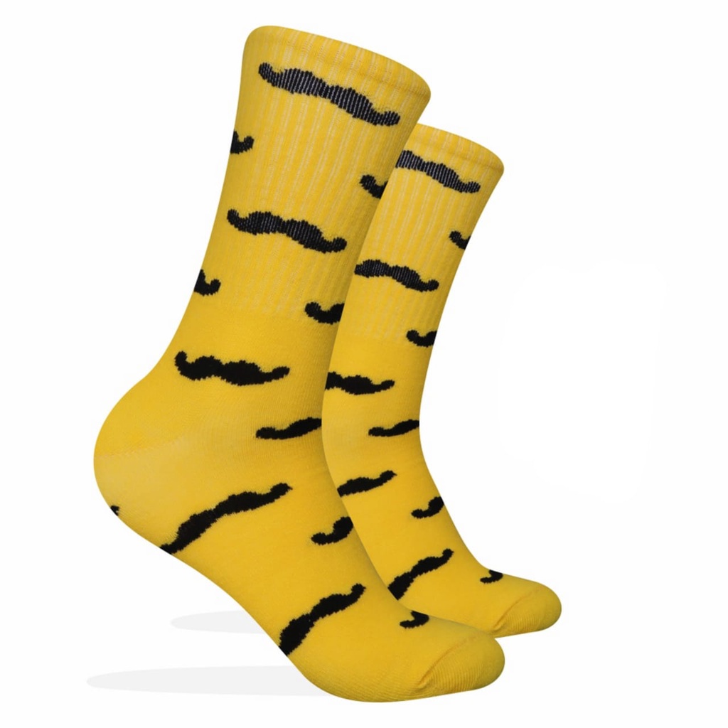 Kaos Kaki Motif Mustache Kuning ( K66 )