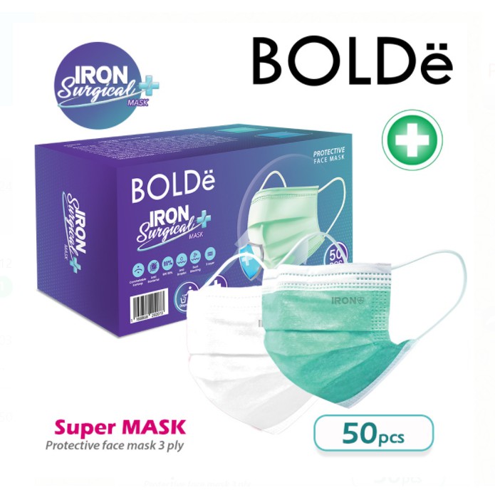 BOLDe Super Mask Surgical Mask 3 Ply 50 Pcs