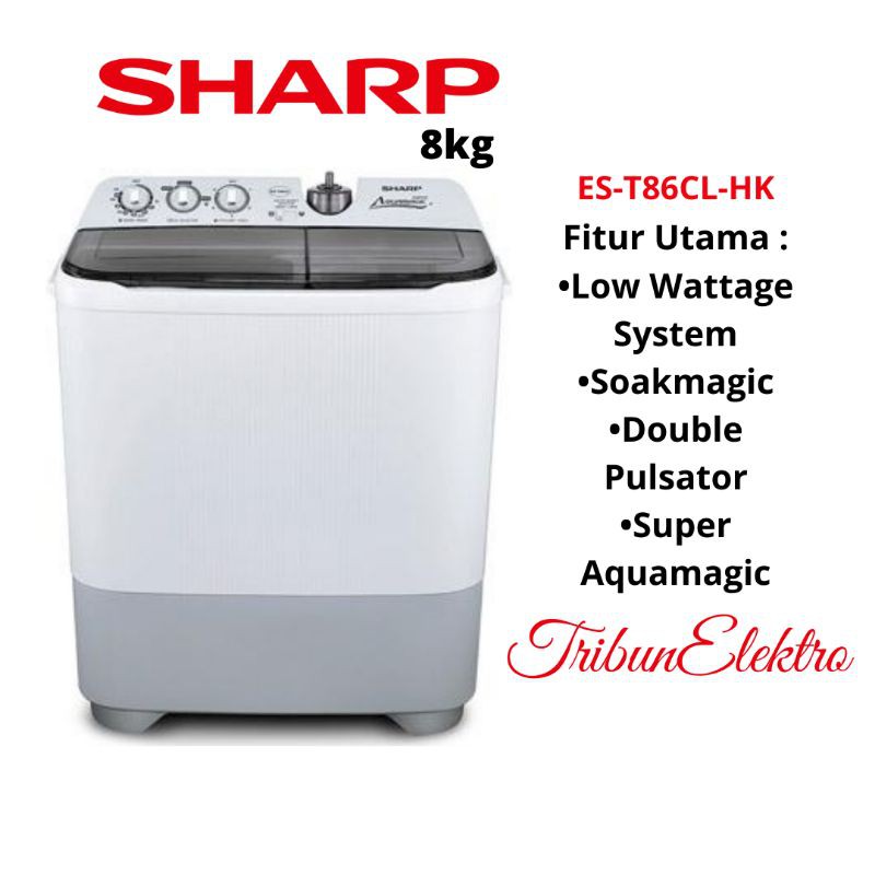 Mesin Cuci Sharp 2 Tabung 8kg Aquamagic EST86CL HK