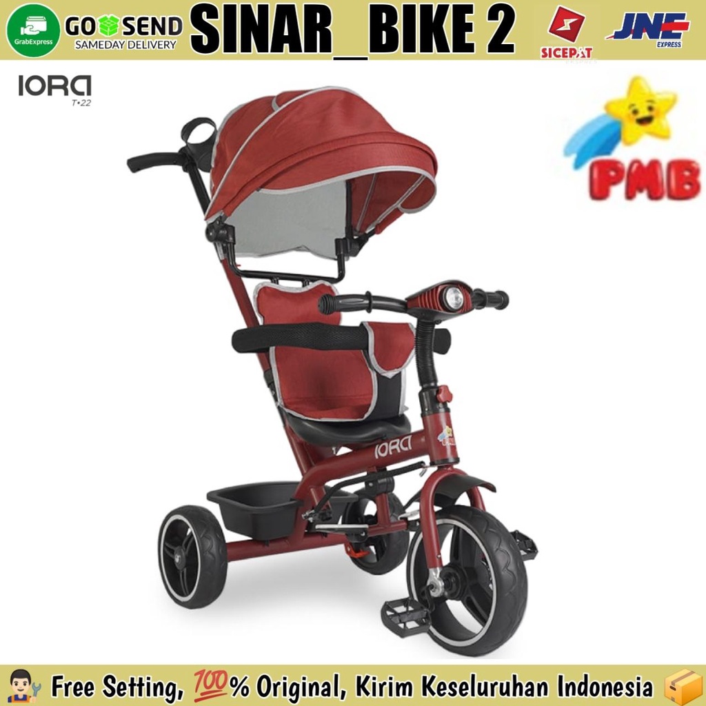 Sepeda Roda Tiga 3 PMB IORA T 22 Tricycle Anak Musik Lampu Rem