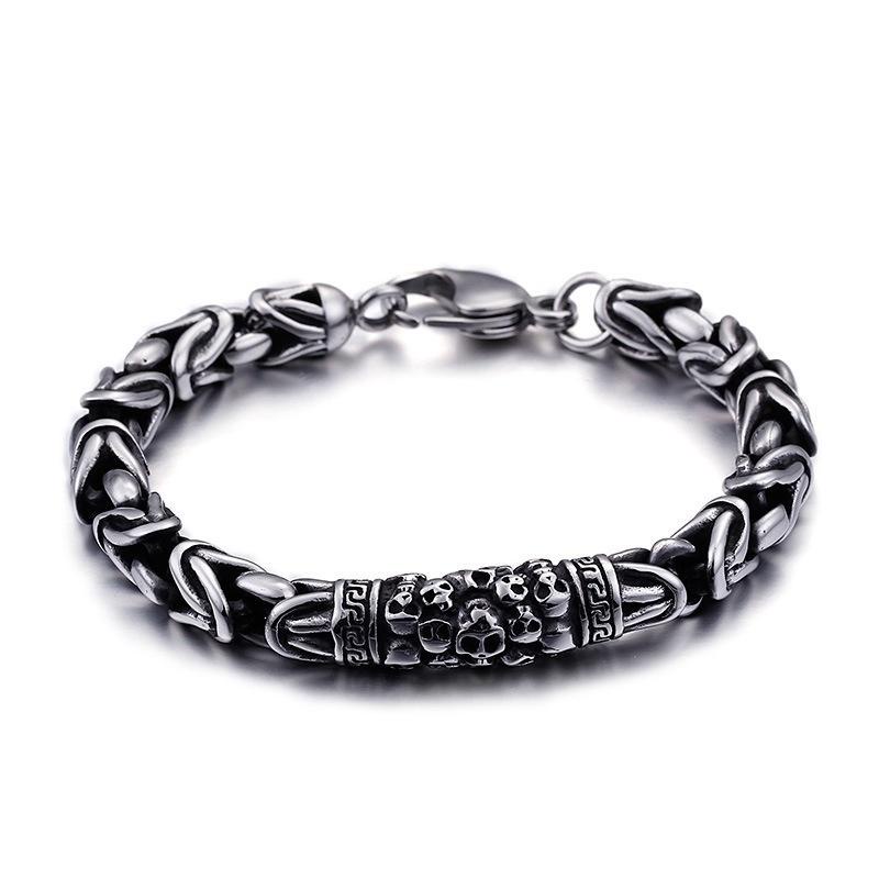 Gelang Tangan Rantai Aksen Tengkorak Gaya Punk Rock Gothic Casual Untuk Pria