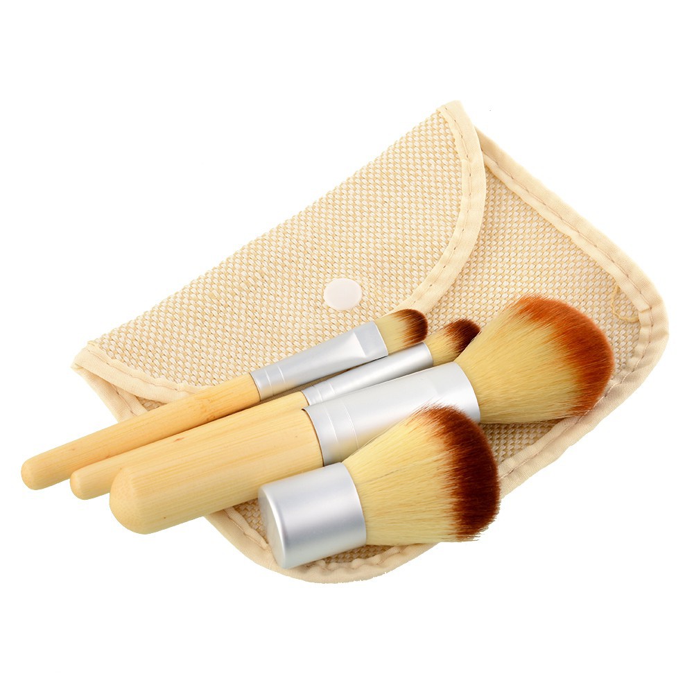 kuas Bamboo Wooden Makeup Brush 4 Set - Make Up Set