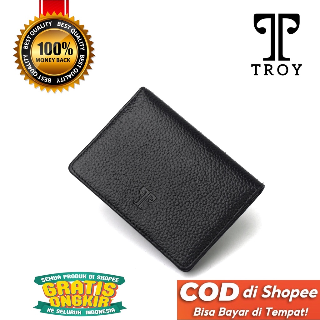 TOKOKOE - Dompet Kartu Pria Wanita bahan Kulit Sapi Asli model Lipat Original dengan kotak - Troy - Caiden