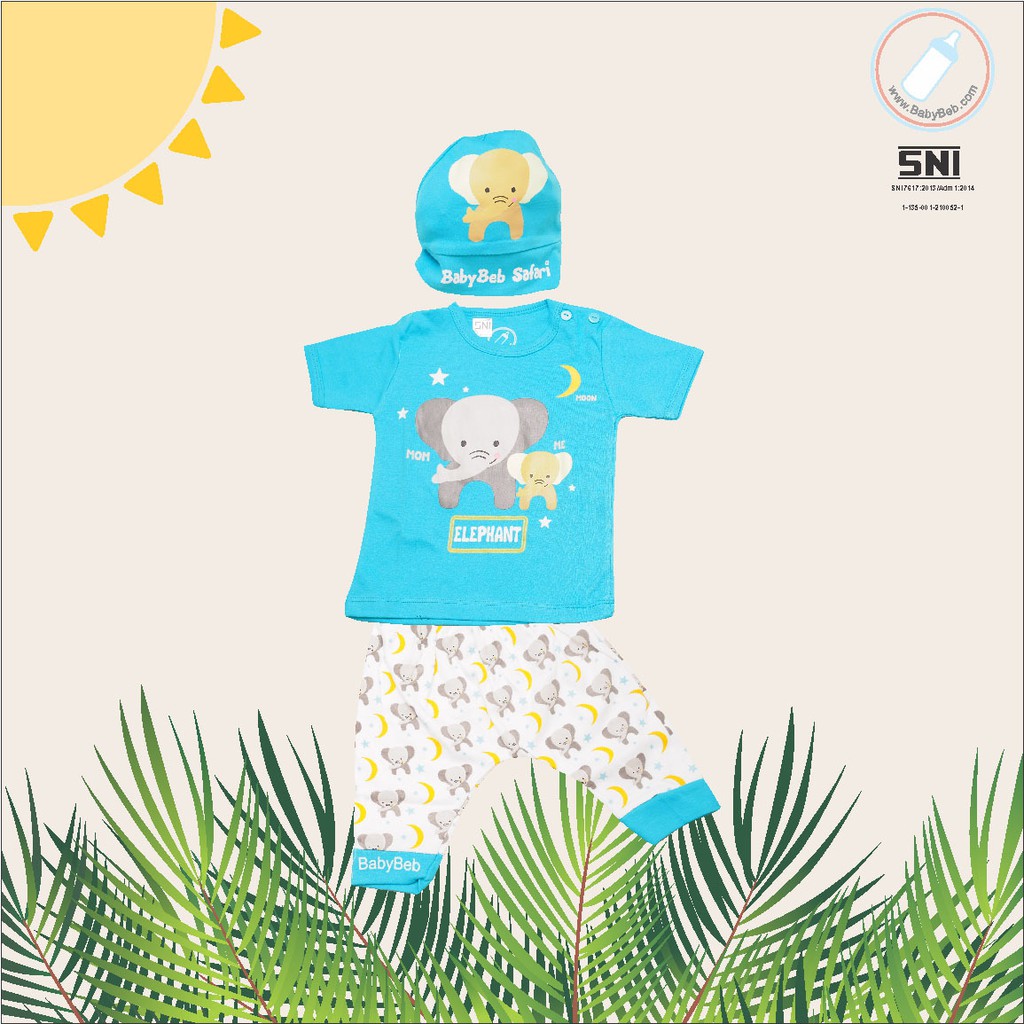 BERSERTIFIKASI SNI BABYBEB SAFARI / JUNIOR Baju Setelan Kaos Celana Pergi Jalan Lucu Fashion Anak Bayi Cowok Laki Terlaris Lucu