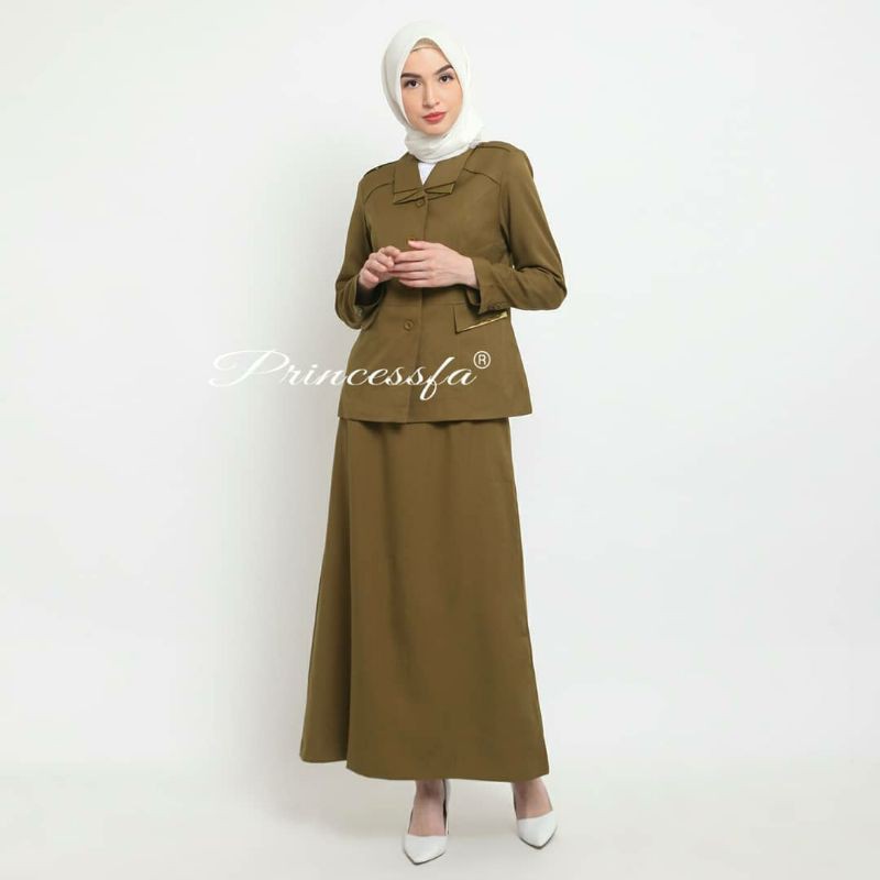 Seragam Dinas Wanita Khaki set rok Blazer Pemda Kheki Stelan Rok Seragam PNS Pemda tua