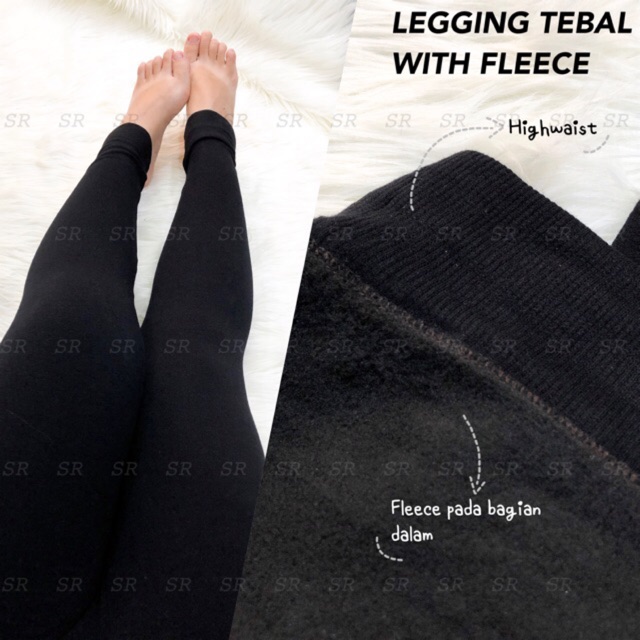 Legging Tebal Fleece Highwaist Import Premium Panjang Polos fit Jumbo