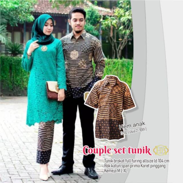 couple set tunik brokat+hem anak
