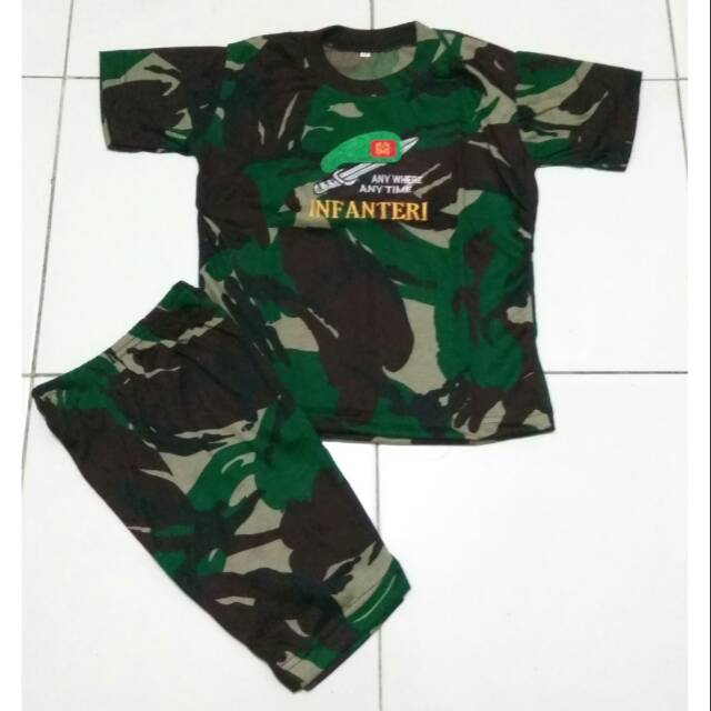 Baju Kaos Setelan Lengan Pendek Anak Doreng Loreng Army ...