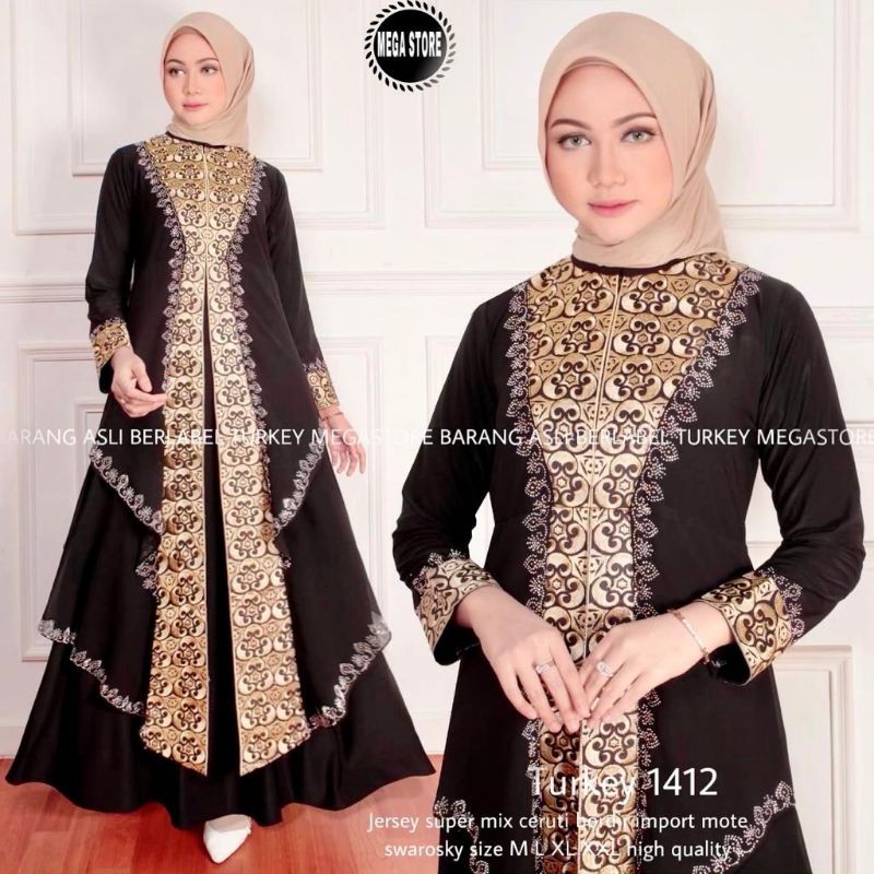 Abaya turkey original black / hitam bordir ekslusif | abaya hawa arabian terlaris | abaya jumbo