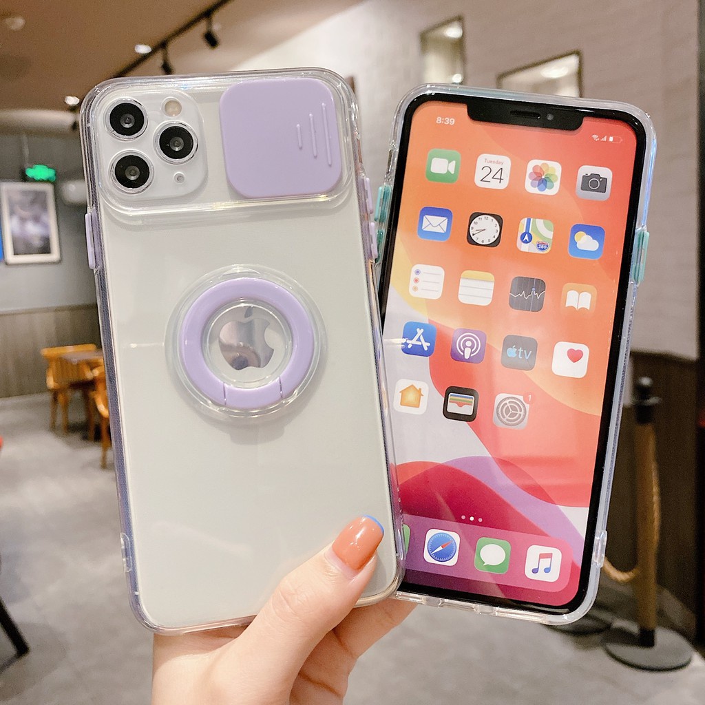 Casing Iphone 7 / 8 Plus X / Xs Max Xr 11 / 12 Pro Max Dengan Jendela Ring Warna-Warni