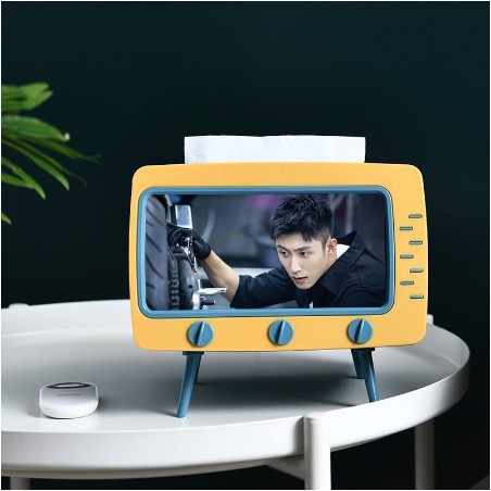 KOTAK TISU HOLDER HP / WADAH TISU UNIK BENTUK TELEVISI / TISSUE BOX 2 IN 1