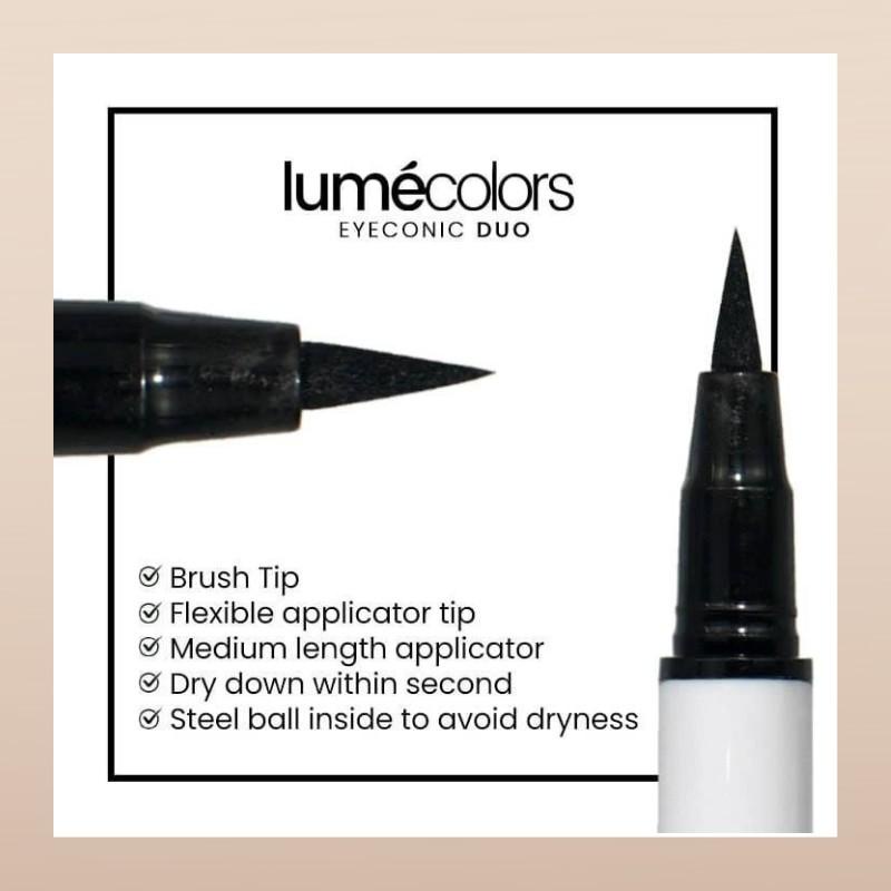 Lumecolors Eyeconic Duo Eyebrow dan Eyeliner 2in1 Lumecolors Pensil Alis dan Eyeliner Waterproof dan Tahan Lama Plus Brush