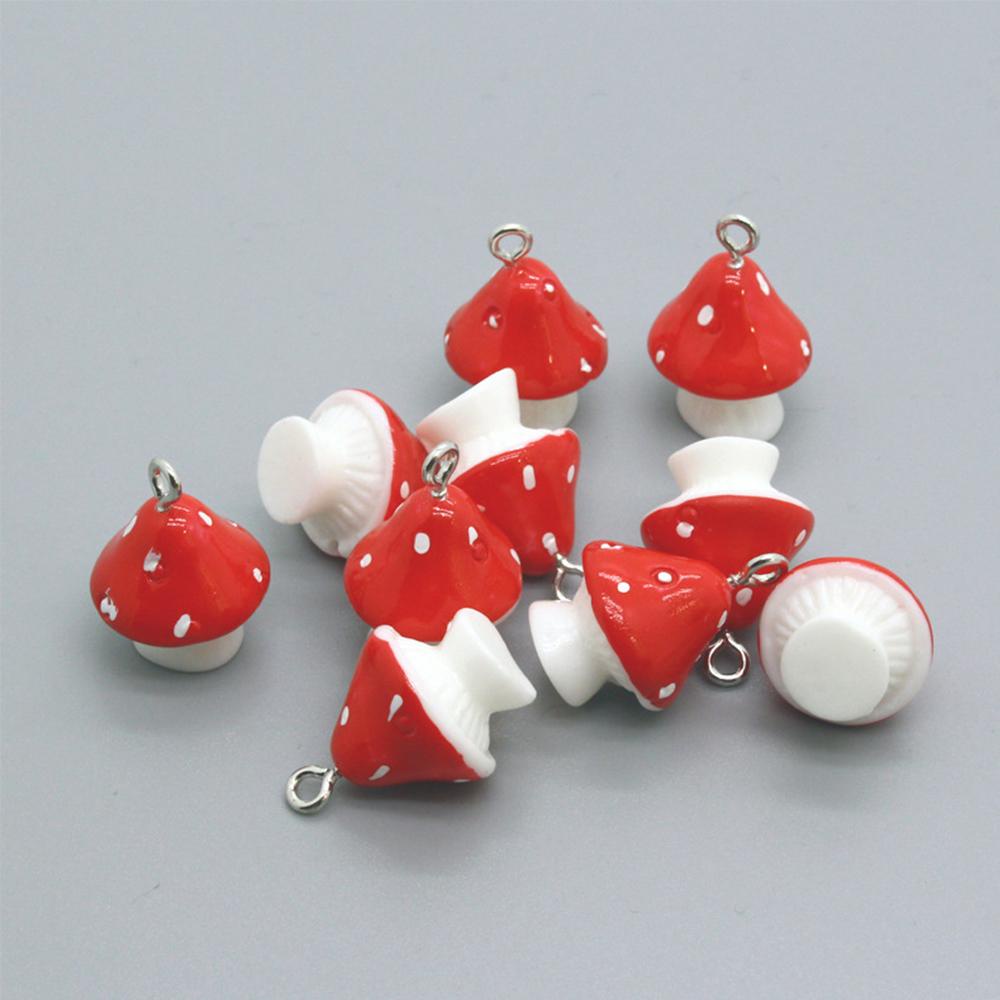 NICKOLAS1 Diy Perhiasan Aksesoris Aksesoris Fashion 3D Jamur Merah Resin Gantungan Kunci Sayuran DIY Anting-Anting