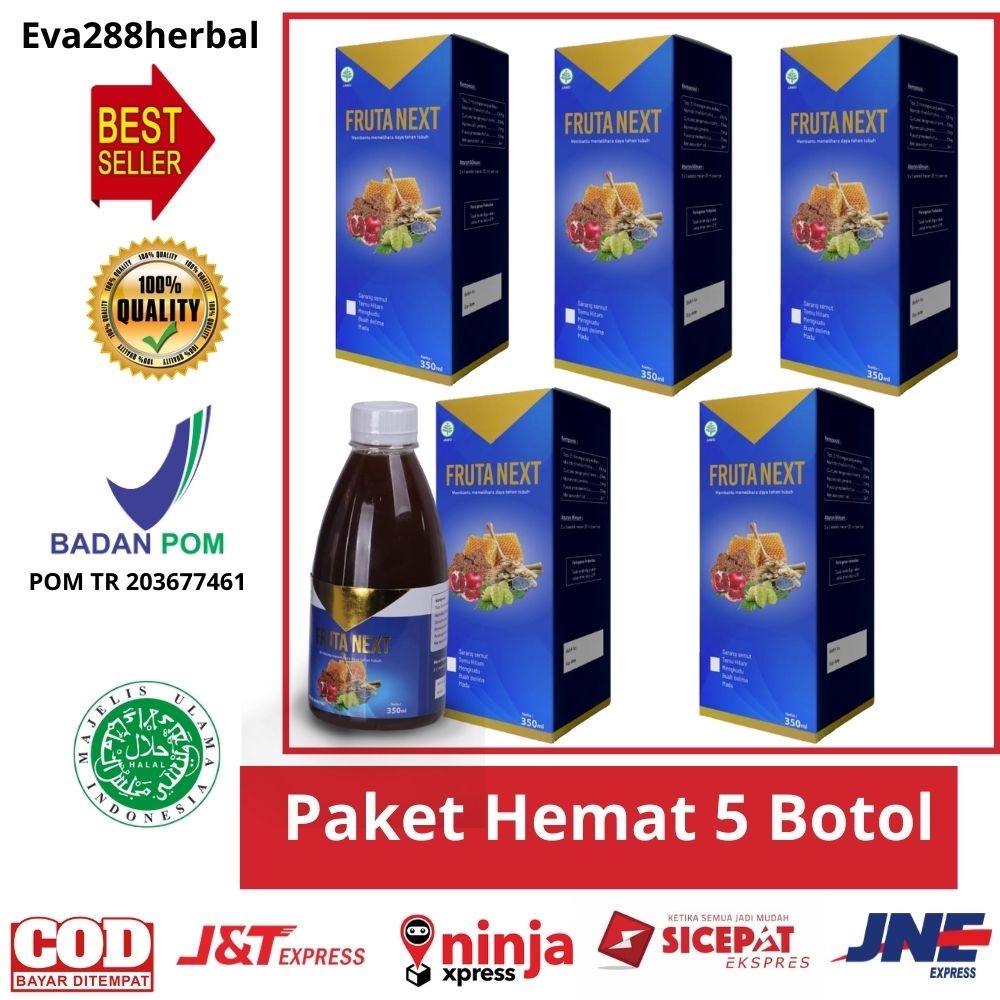 FRUTA NEXT - (PAKET 5 BOTOL) OBAT HERBAL FRUTANEXT TRADISIONAL MULIKASIAT LEGALITAS BPOM