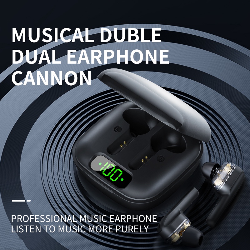 L50 TWS Headset Bluetooth Full Bass Noise Cancelling Earbuds HiFi Stereo Handsfree Umur Panjang Double Action Coil Empat Speaker Smart Touch Wireless Earphone