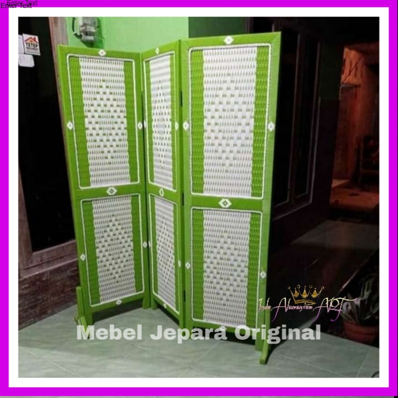 Sketsel Penyekat Ruangan - Pembatas Ruangan 3 Pintu Bahan Rotan Modern