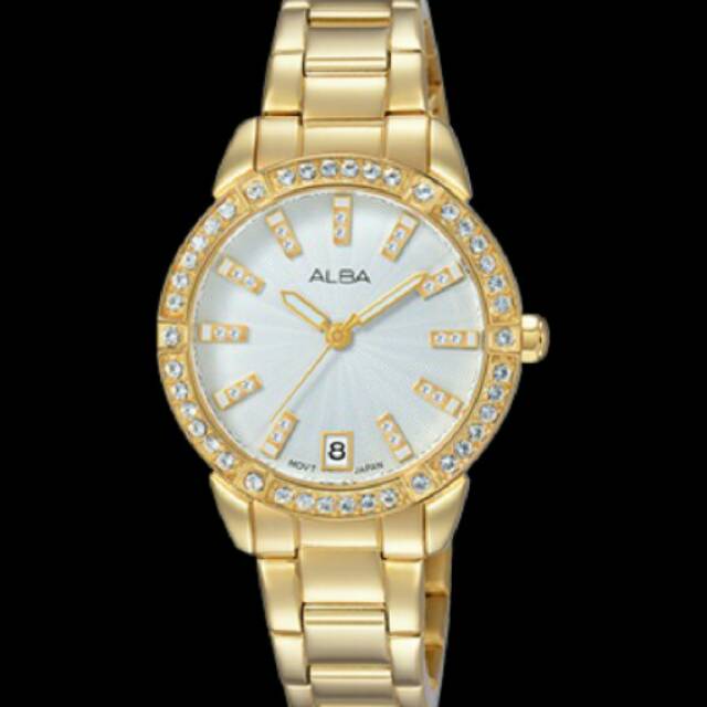 ALBA AG8H02 Ladies Gold Swarovski Dome Glass ORIGINAL