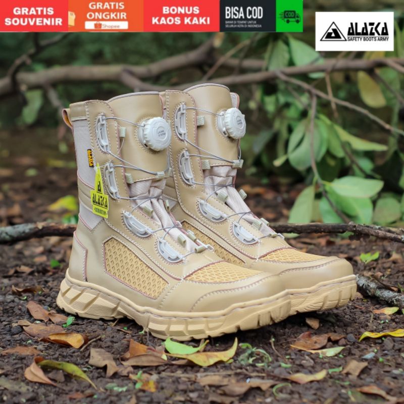 Sepatu PDL Tali Putar Cream Kulit Sapi Asli