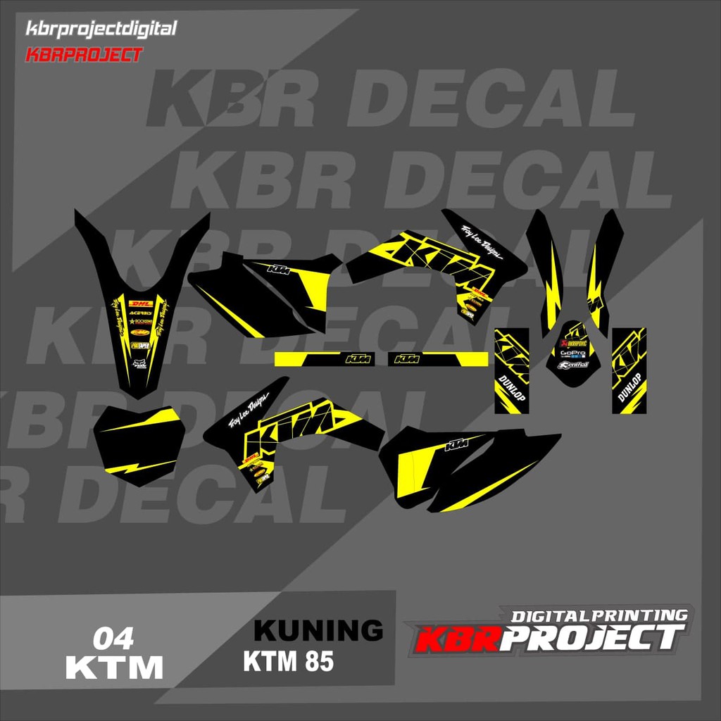 DECAL KTM 85 STICKER VARIASI MOTIF GRAFIS DECAL MOTOR KTM KTM 85 04 CUSTOM BEBAS BISA