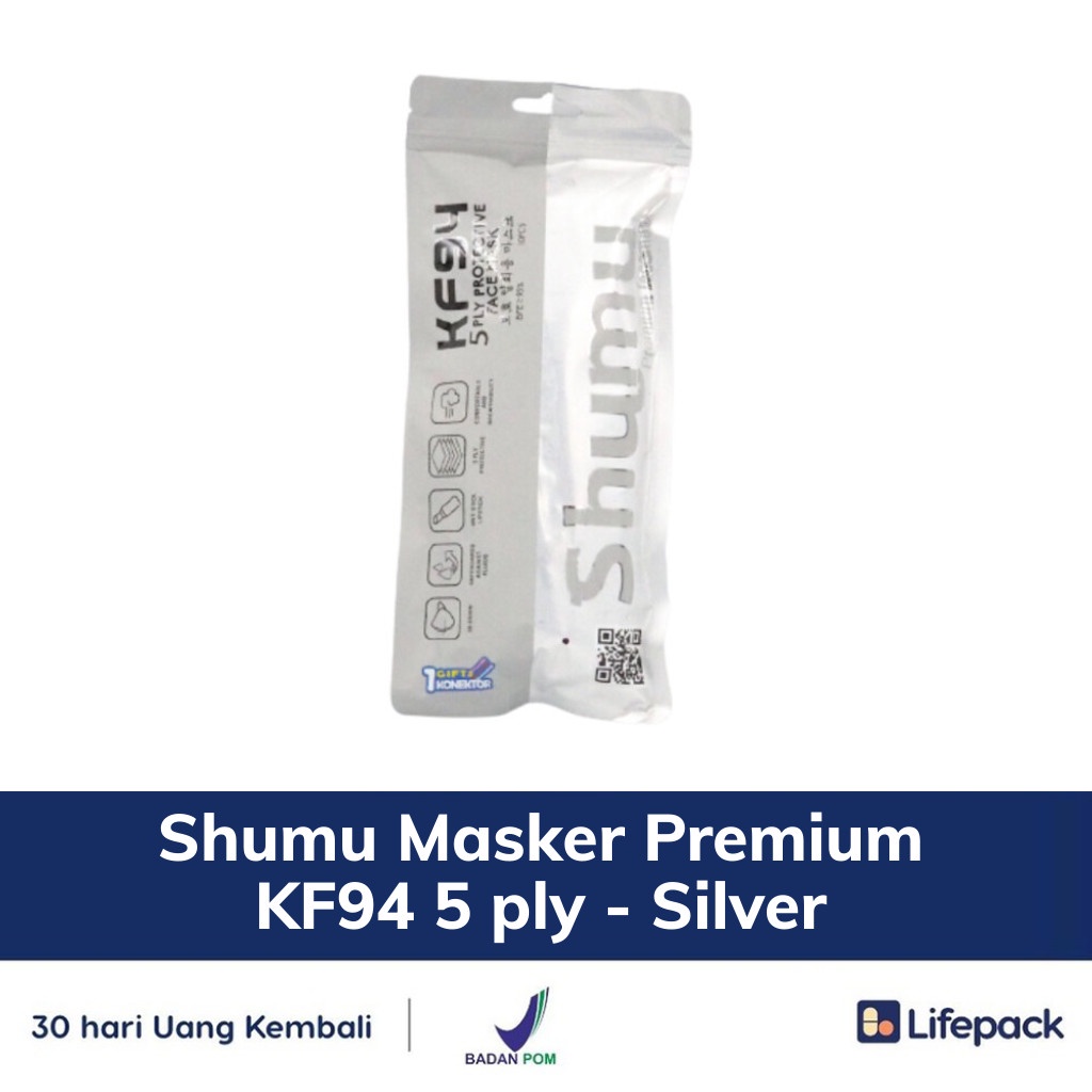 Shumu Masker Premium KF94 5 ply - Masker Pelindung Debu, Bakteri, dan Virus - LIFEPACK-Silver