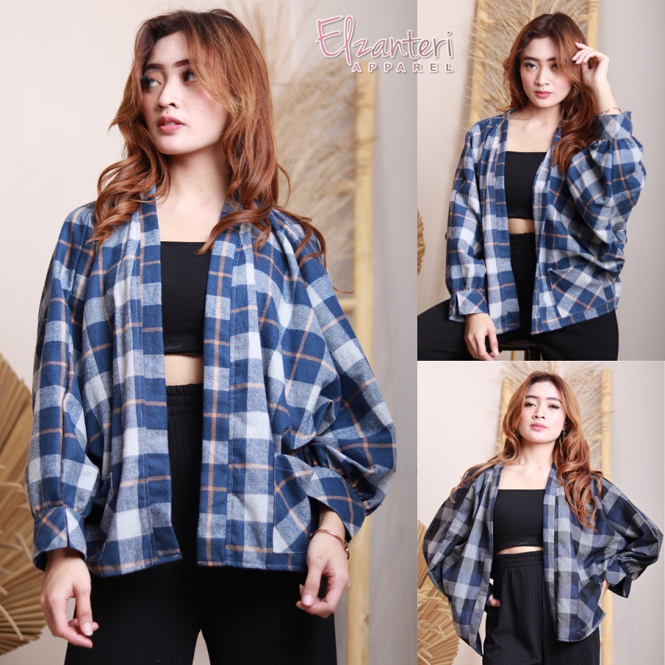 Baju Wanita | Baju Outer | Baju Flanel Batwing Wanita Premium Elzanteri