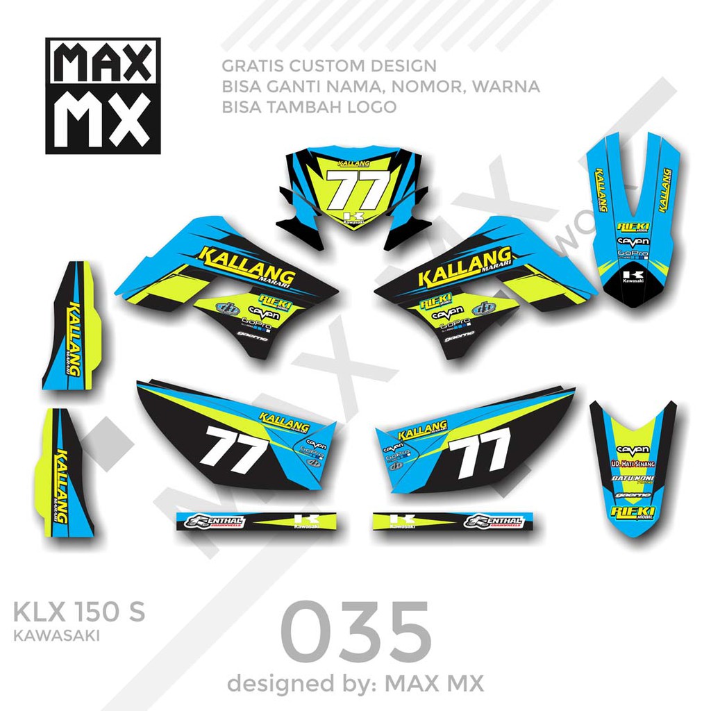 MX-01035 decal klx 150 biru kuning simple