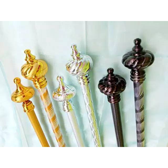 COD Joy KTB Batang gorden Full Set Besi Minimalis Tiang 1,5 Meter Gold dan Silver