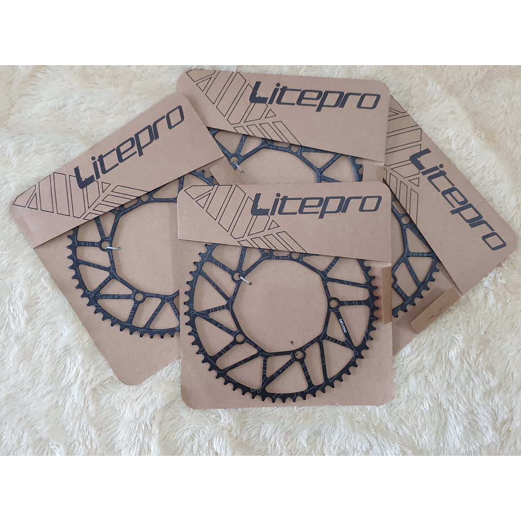 Chainring Litepro Chain Ring 52T 54T 56T 58T Superlight Alloy Narrow Wide Black Hitam  52 54 56 58 T Ori