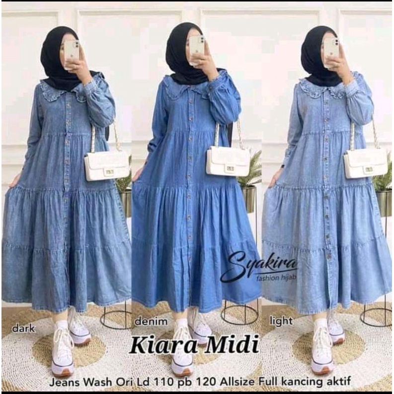 Kiara Dress Midi Jeans Wash Premium Quality