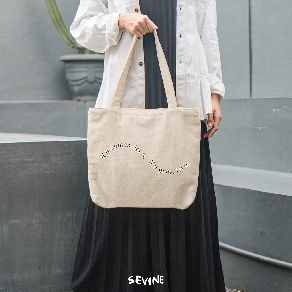 Sevine Tote Bag Kanvas Emily Resleting Kantong Tas Laptop Wanita Kuliah Sekolah Fashion Totebag Kerja Quotes Self Affirmation Aesthetic - VL